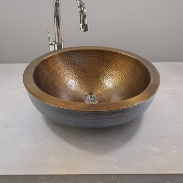 Heritage Inspired Brass Antique Vintage Oval Design Hammered Copper Sink