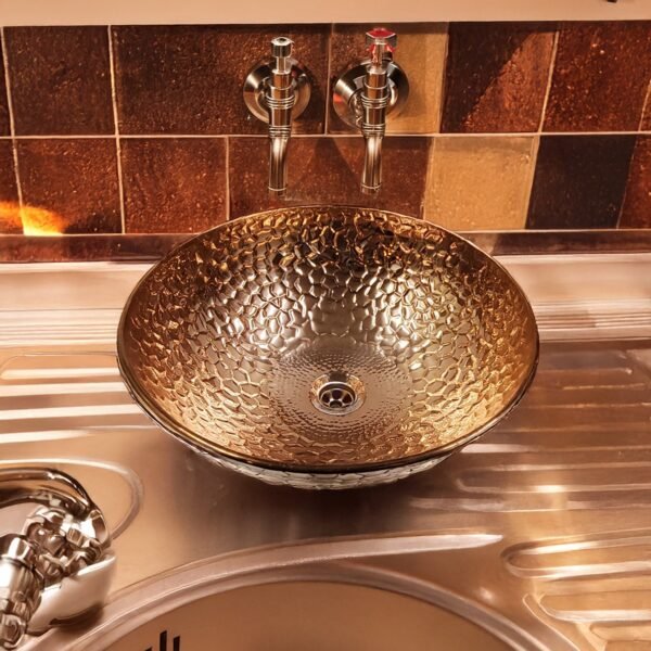 Modern Meets Classic Round Embossed Copper Craft Sink