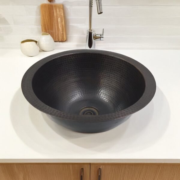 Kitchen Showstopper Deep Black Round Kitchen Copper Sink