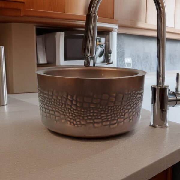 Handcrafted Luxury Embossed Black Antique Copper Kitchen Sink