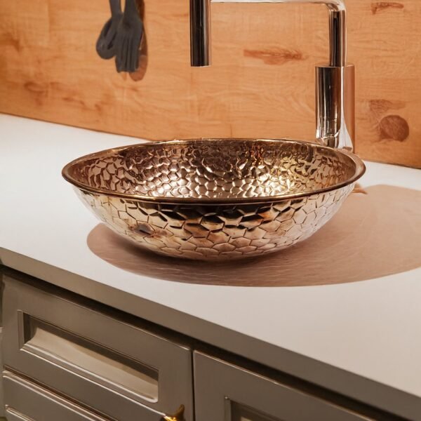 Modern Meets Classic Round Embossed Copper Craft Sink