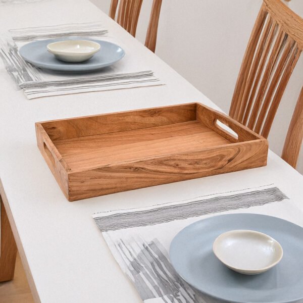 Monogrammed Hardwood Serving Tray with Cutout Handles