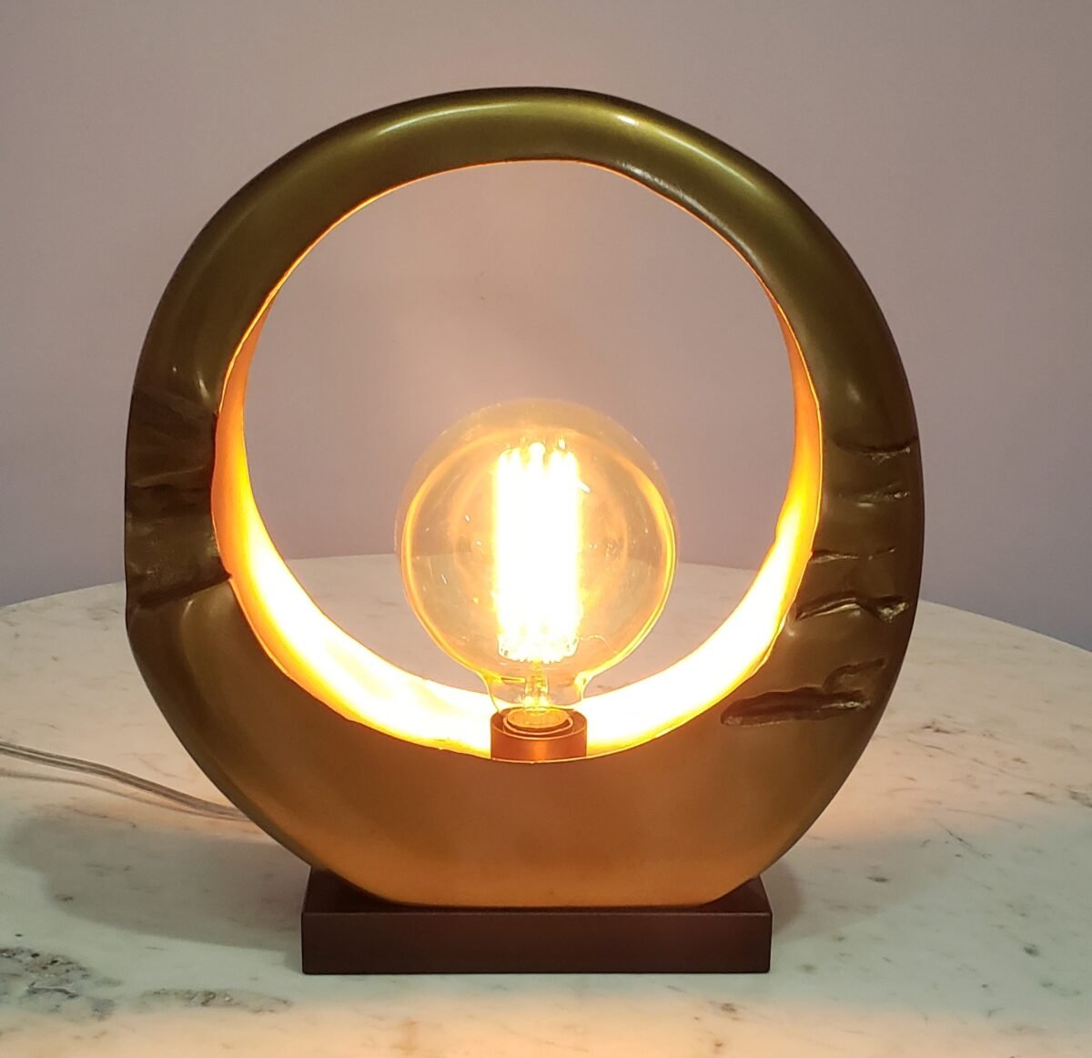 Alum Gold Finish Modern Vintage Design Globo Table Lamp perfect for desks, bedside tables