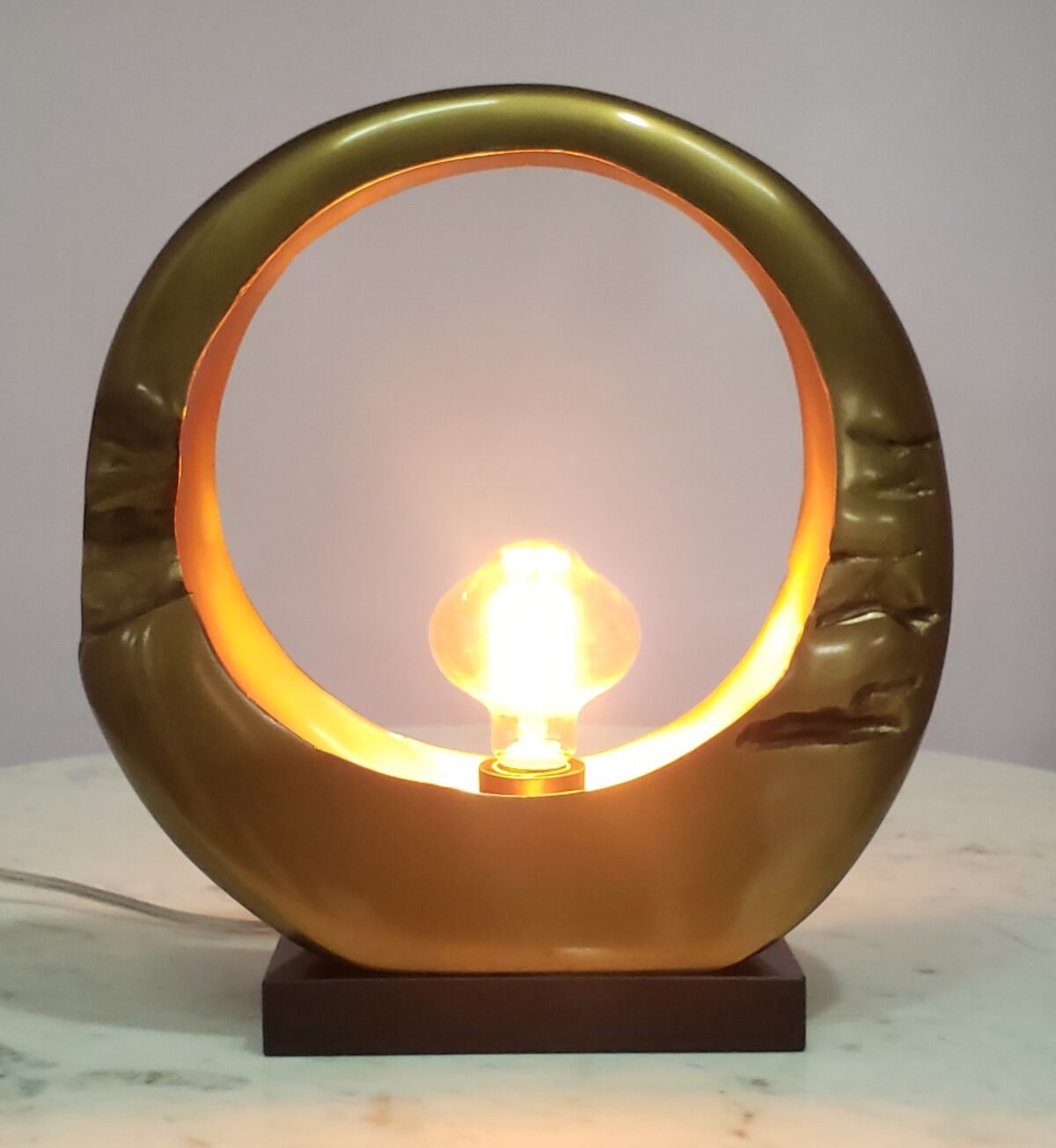 Alum Gold Finish Modern Vintage Design Globo Table Lamp perfect for desks, bedside tables