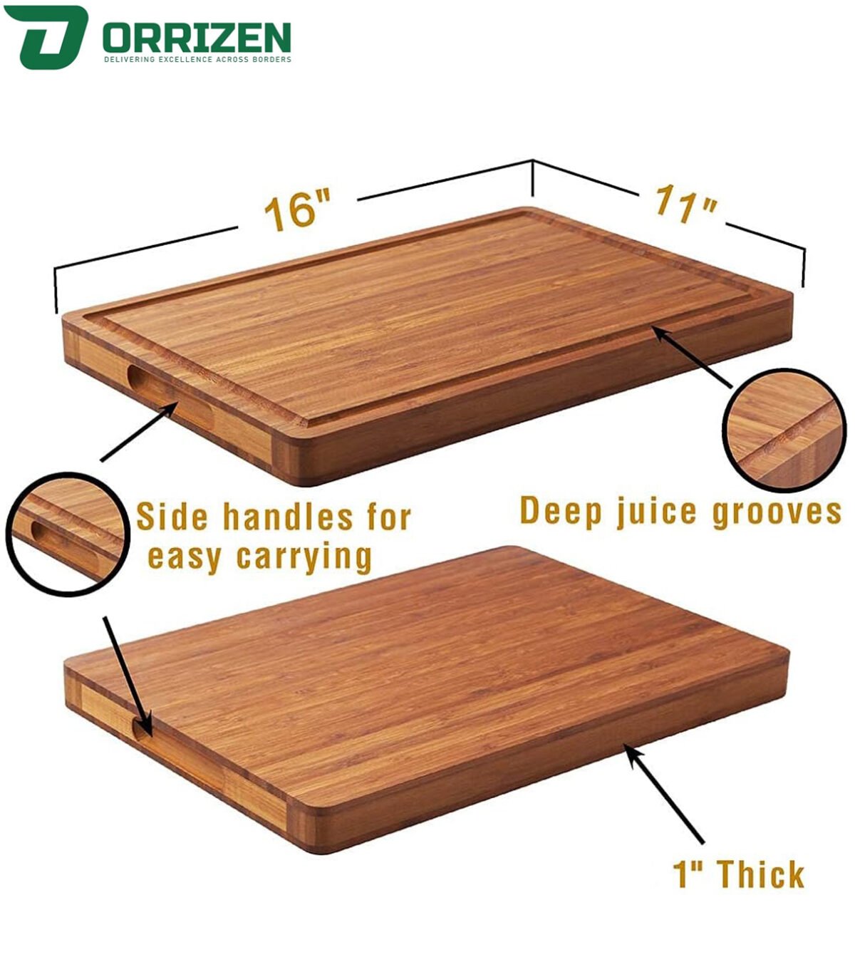 Natural Acacia Wood Cutting Board with Juice Groove – Perfect for Meal Prep