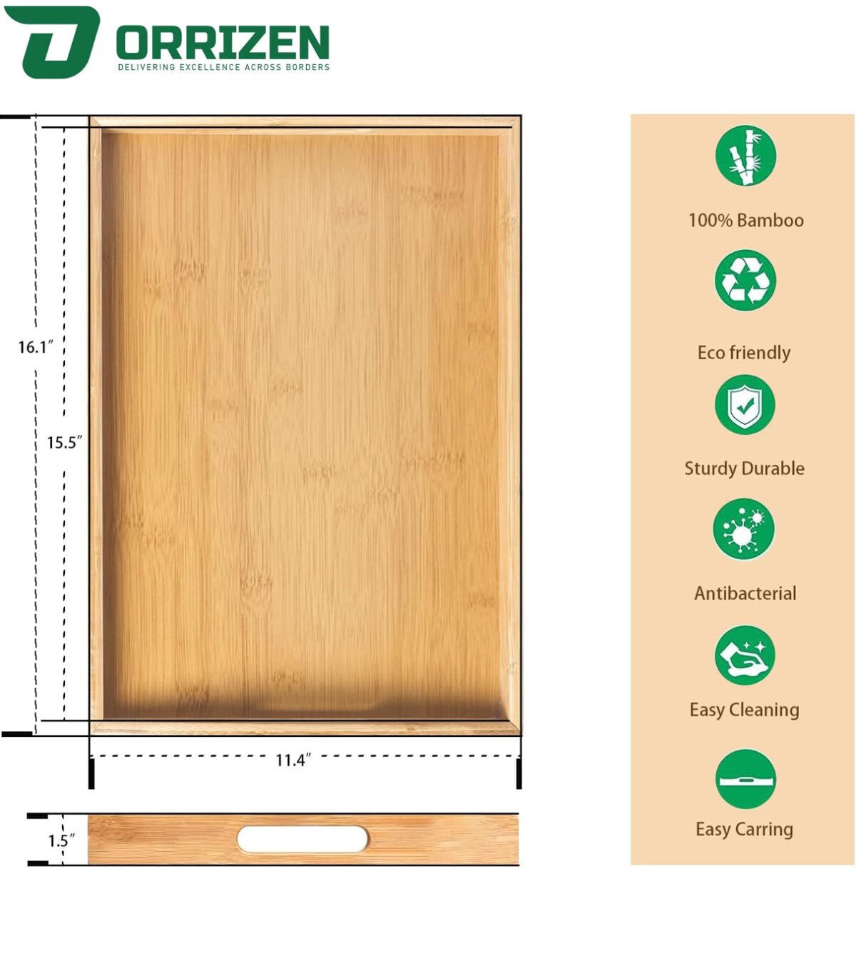 Natural Bamboo Eco-Friendly Wood Tray – Stylish and Durable for Any Occasion