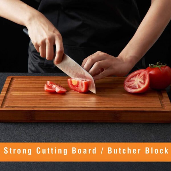 Natural Acacia Wood Cutting Board with Juice Groove – Perfect for Meal Prep