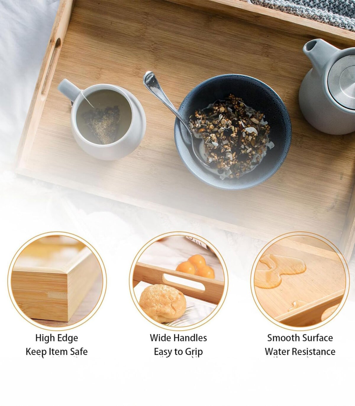 Natural Bamboo Eco-Friendly Wood Tray – Stylish and Durable for Any Occasion