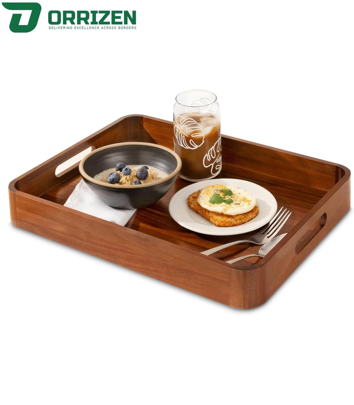 Elegant Acacia Wooden Tray – Ideal for Breakfast in Bed or Entertaining