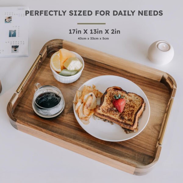 Natural Acacia Wood Tray with Handles – Perfect for Serving & Display