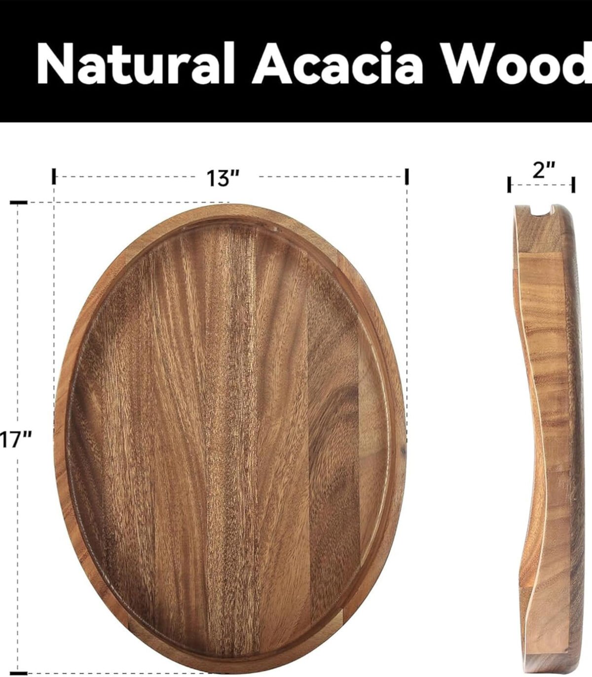 Natural Acacia Wood Tray with Handles – Perfect for Serving & Display