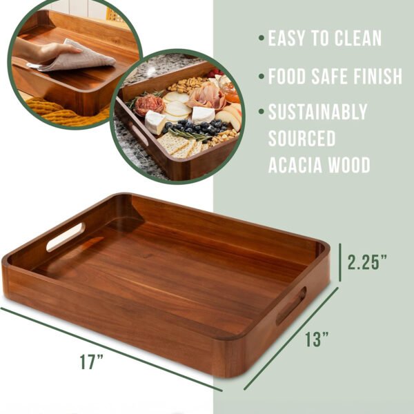 Elegant Acacia Wooden Tray – Ideal for Breakfast in Bed or Entertaining