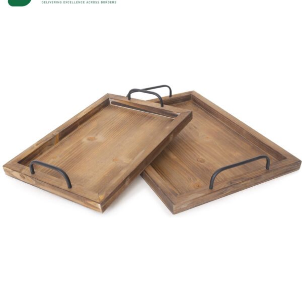 Acacia Wood Tray with Contemporary Design S/2 – An Elegant Touch to Your Space
