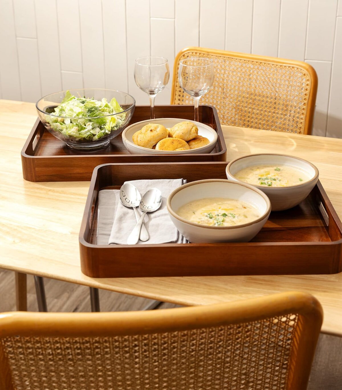 Elegant Acacia Wooden Tray – Ideal for Breakfast in Bed or Entertaining
