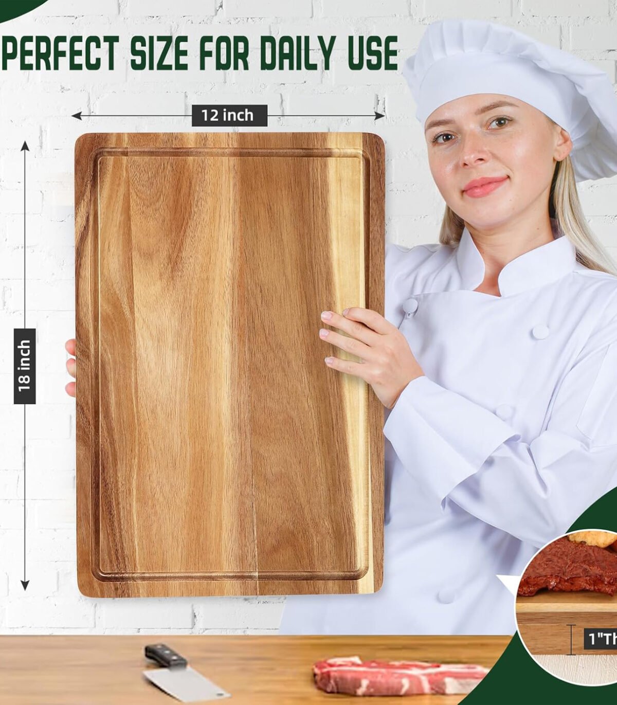 Rustic Acacia Chopping Board – Knife-Friendly and Easy to Clean
