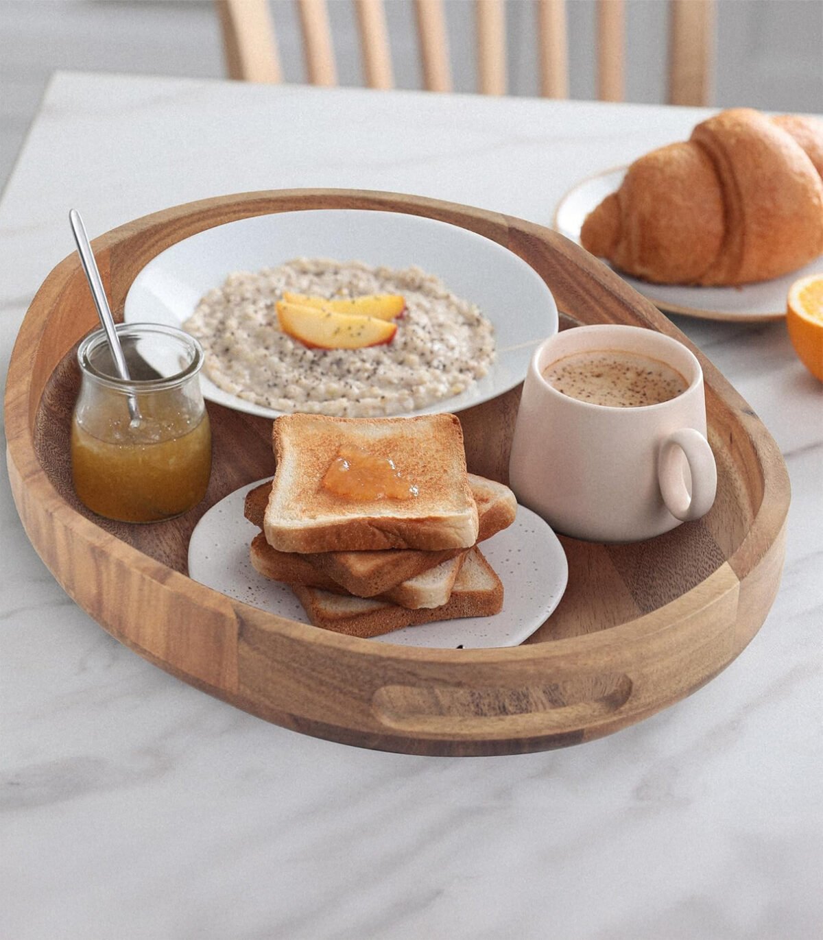 Natural Acacia Wood Tray with Handles – Perfect for Serving & Display