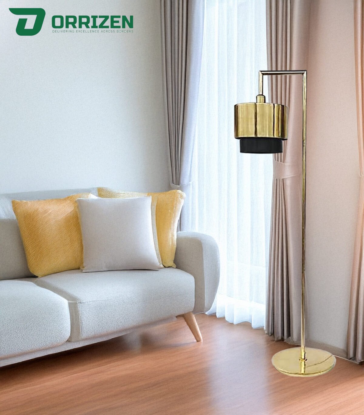 Mondo Farmhouse Style Gold Black Floor Lamp Adjustable Height Bulb Light Source Remote Control Home Hotel Indoor Home Office