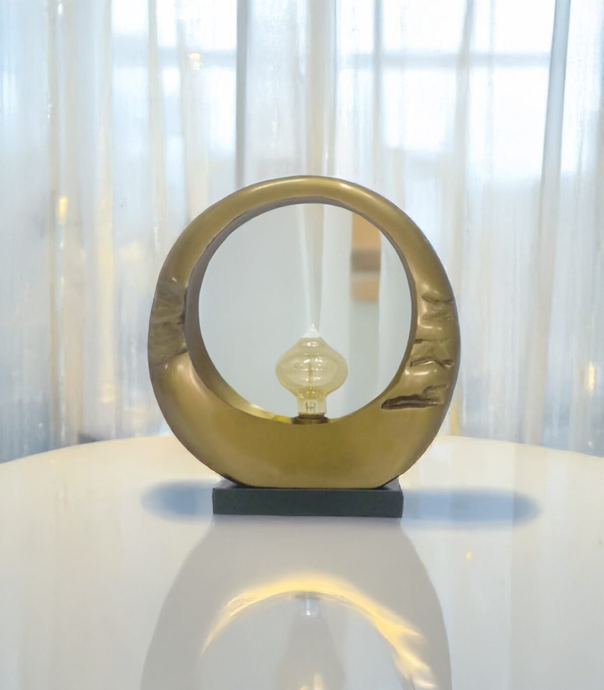 Alum Gold Finish Modern Vintage Design Globo Table Lamp perfect for desks, bedside tables
