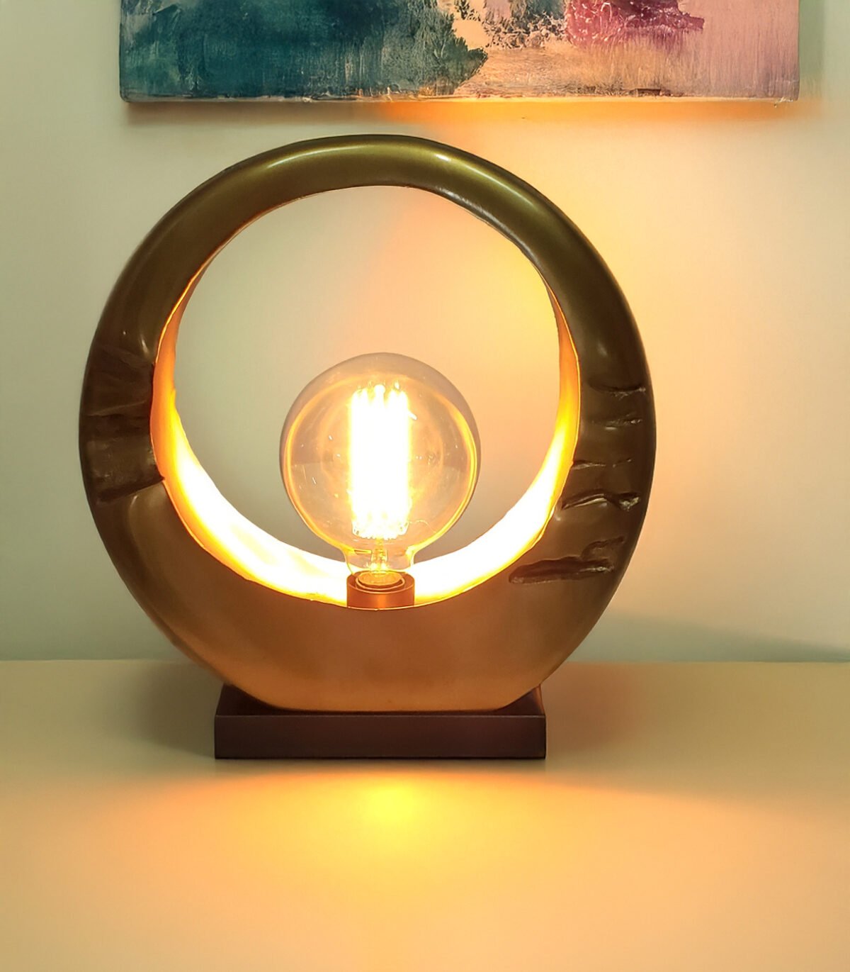 Alum Gold Finish Modern Vintage Design Globo Table Lamp perfect for desks, bedside tables